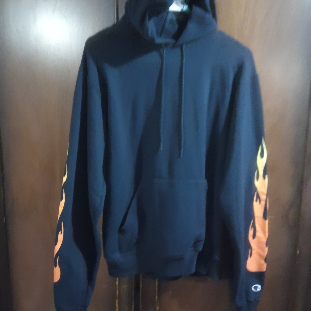 Champion "Kylie" Navy Hoodie with Flame Design